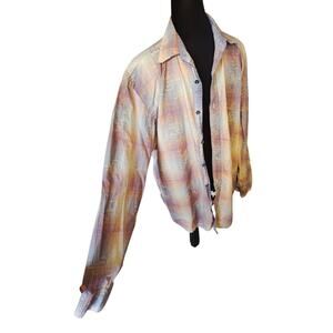 Rare Paradise Collection Plaid Button-Up Y2K Shirt Vintage Boho Pastel Mens XL